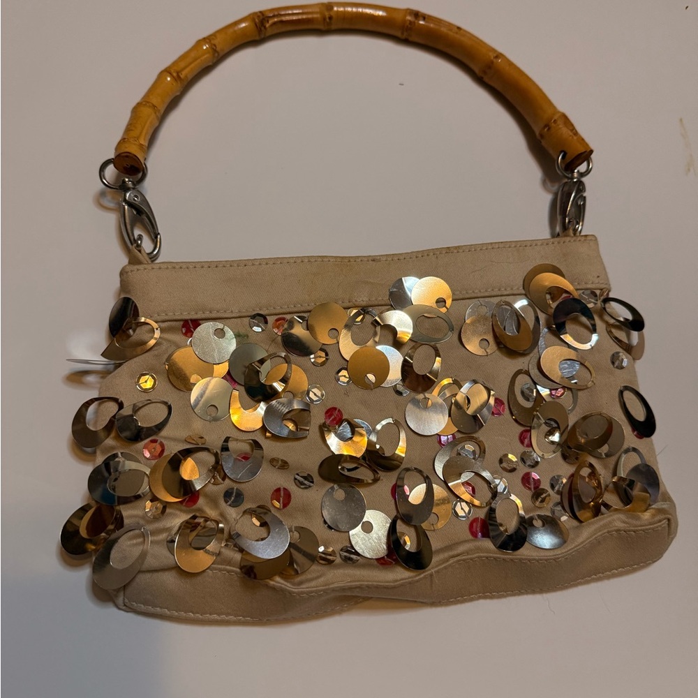 Y2K Elegant Beige Sequin Shoulder Bag